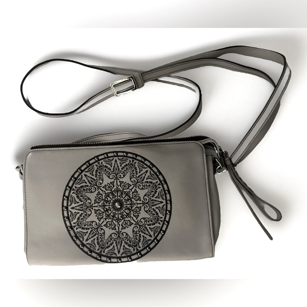 Brighton Ferrara Nova Pouch Beechwood Studded Leather Crossbody Purse Strap NWOT